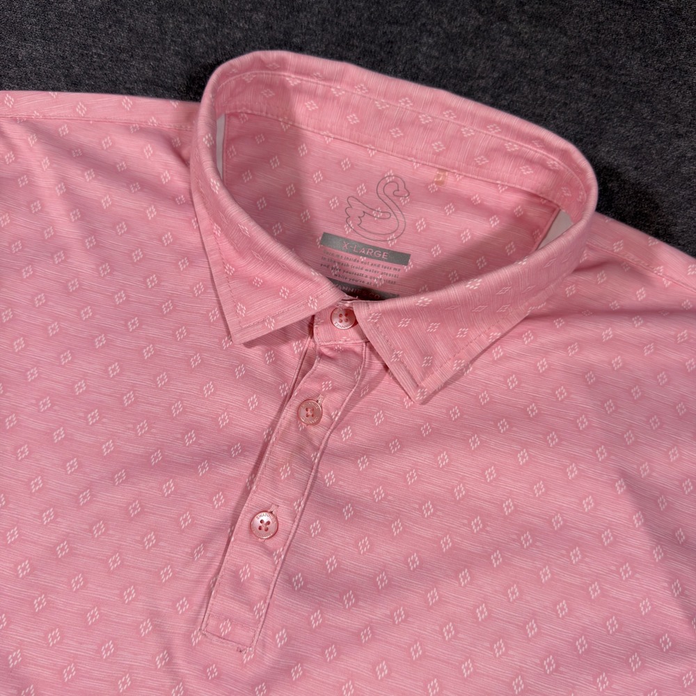 Swannies Golf Polo Shirt Mens XL Pink Diamond Print Short Sleeve Performance